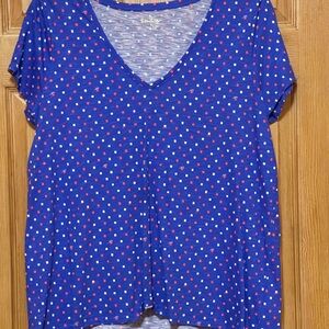 Lilly Pulitzer blue short sleeve borealis square print v-neck women’s size XL